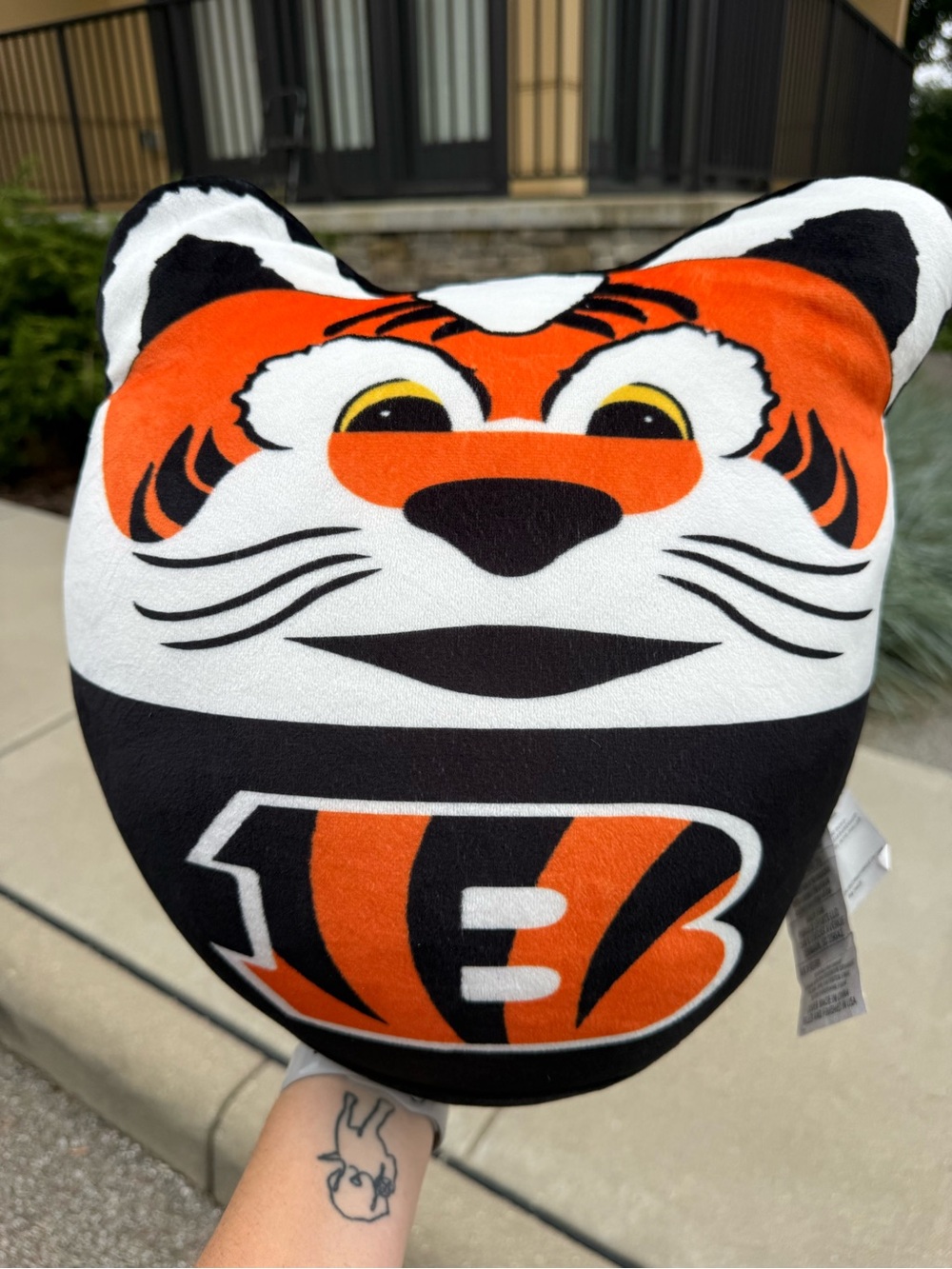 Plush Tiger Face Decorative Pillow - Orange, Black & White